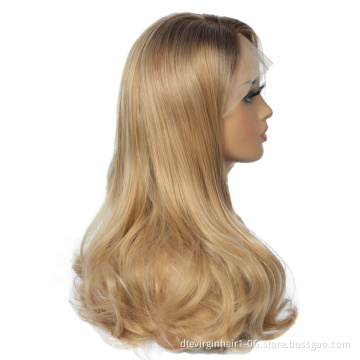 honey blonde synthetic wigs wavy,shaggy synthetic wig,synthetic highlight wig with lace front